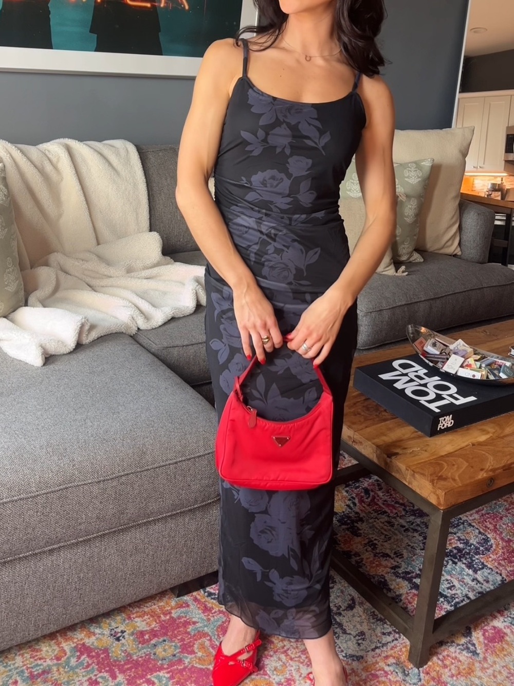 Black Floral Slip Maxi Dress